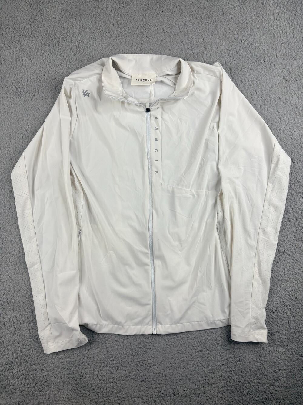 YoungLA Activewear Training Jacket Men's Large White Full Zip Long Sleeves